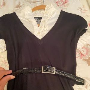 INC short sleeved sweater with beautiful ruffles.